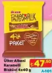 ÜLKER ALBENİ KARAMELLİ BİSKÜVİ ÇİKOLATA 4X40 G